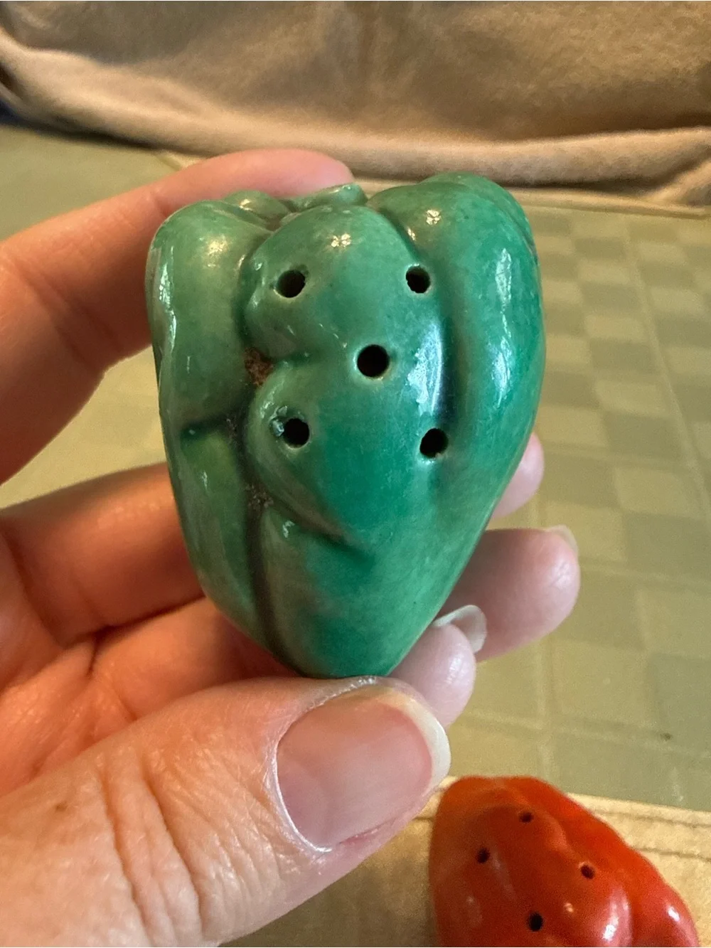 Vintage Ceramic Bell Pepper Salt & Pepper Shakers Set Made in Japan Mid-Century